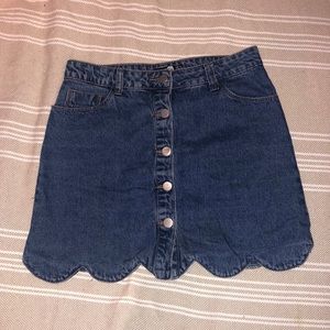 Scallop Trimmed Denim Skirt